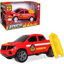 Carro Pick-Up Bombeiro Roda Livre Bote 21X9,5X8Cm Na Caixa