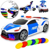 Carro Polícia Lança Disco Globo Luz Som Sirene Carrinho