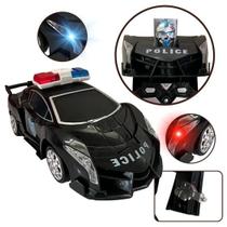 Carro Policia Robô Car Transformes Vira Robo Com Luz E Som