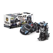 Carro Policia Robô Transformers Vira Robô Com Luz E Som.