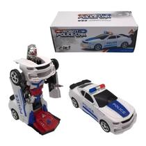 Carro Policia Transformers Robô Branco: Musica Luz Bate Volta!