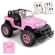 Carro RC NQD Rosa 1:16 - Com Adesivos DIY para Meninas (4 a 10 anos)