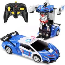 Carro RC Transform Robot, deformação com um botão, brinquedo policial de deriva de 2,4 GHz em 360, brinquedos para meninos 1:18 - HUOGUO
