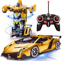 Carro RC Transform Robot Toy, luzes de 2,4 GHz, 1:18, recarregável, carro de corrida acrobático Carro RC Transform Robot Toy, luzes de 2,4 GHz, 1:18, recarregável, carro de corrida acrobático