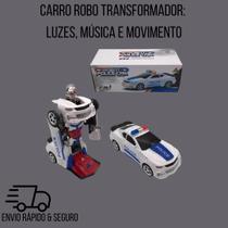 Carro Robo Transformador: Luzes, Música e Movimento