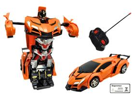 Carro Transforma Robo Controle Remoto Laranja Art Brink Brinquedo Recreativo