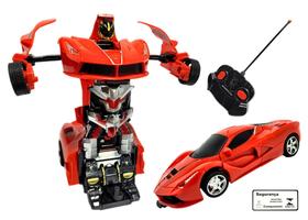 Carro Transforma Robo Controle Remoto Vermelho Art Brink Brinquedo Recreativo
