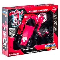 Carro Transformável Controle Remoto 1:18 Mega Formers Auto Neptune Vermelho com Luz BR1651 - Multikids