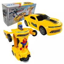 Carro Transformers Som Luz Vira Robô Camaro + NF - King