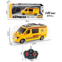 Carro Van Bombeiro Policia Correios Salva Vidas 19cm Com Luz e Som Com Controle Remoto