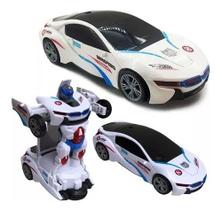 Carro Vira Robo Som Luz Carrinho Bmw Brinquedo Menino Pilha Cor Branco Carro Vira Robo Som Luz Carrinho Bmw Brinquedo Menino Pilha Cor Branco