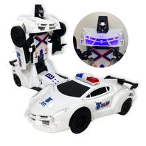 Carro Vira Robo Som Luz Carrinho Policia Brinquedo Menino Carro Vira Robo Som Luz Carrinho Policia Brinquedo Menino