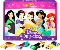 Carros de brinquedo Hot Wheels Mattel Disney Princess, pacote com 5, 1:64