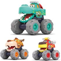 Carros de brinquedo MOONTOY para meninos de 1 a 3 anos, pacote com 3 unidades alimentadas por fricção Carros de brinquedo MOONTOY para meninos de 1 a 3 anos, pacote com 3 unidades alimentadas por fricção