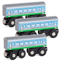 Carros de ônibus ferroviários expressos de madeira Orbrium Toys x3