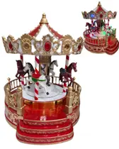 Carrossel Cenário de Natal Luz Movimento Pilha 23cm-Magizi