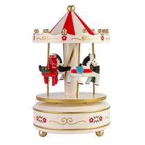 Carrossel de caixas de música, clássico, vermelho, branco, resina, estilo vintage