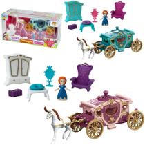 Carruagem com boneca + acessorios sonho de princesa colors na caixa - DM BRASIL