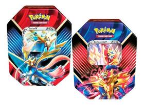 Carta Pokémon Kit Com 2 Latas Zamazenta Zacian Lendas Galar