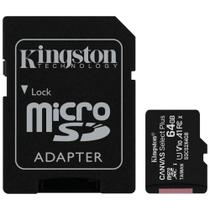 Cartão 64GB MicroSD com Adaptador SD - Classe 10 - Velocidade até 100MBs - Kingston SDCS2-64GB