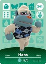 Cartão Amiibo Hans Série 3 de Animal Crossing da Nintendo 241 Cartão Amiibo Hans Série 3 de Animal Crossing da Nintendo 241