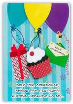 Cartão Artesanal Cupcake com Balões - Fina Ideia