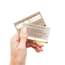 Cartão Certificado de Garantia - E cuidados com sua peça - Bijouteria - Jóias - 50 unidades