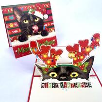 Cartão comemorativo Crazytops Black Cat 3D Pop-Up Xmas