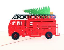 Cartão comemorativo iGifts and Cards Caminhão de bombeiros e árvore de Natal