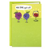Cartão de Aniversário Hallmark Shoebox Engraçado Uvas e Vinho Cartão de Aniversário Hallmark Shoebox Engraçado Uvas e Vinho