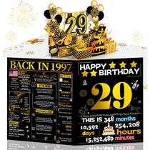 Cartão de Aniversário Joycard 29º Pop-up 3D Retrô Dourado