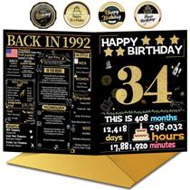 Cartão de Aniversário Joycard 34 anos com Envelope 20x25 cm Cartão de Aniversário Joycard 34 anos com Envelope 20x25 cm