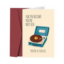 Cartão De Aniversário Retrô Com Toca-Discos Para Ele, Ela, Família, Amigos, Mãe, Pai, Avô
