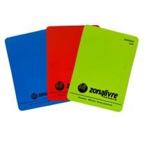 Cartão de Árbitro Fluorescente Zona Livre Azul, Amarelo e Vermelho Ref. 215-15