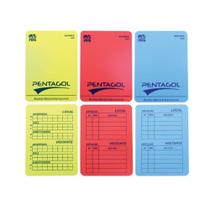 Cartão de Arbitro Futsal Society Pentagol Oficial Amarelo/Azul/Vermelho
