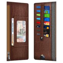 Cartão de crédito Wallet Fintie Slim com bloqueio de RFID cinza marrom