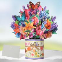 Cartão de felicitações Tidponra Buquê de Flores 3D Pop-Up 23 x 22 cm Cartão de felicitações Tidponra Buquê de Flores 3D Pop-Up 23 x 22 cm