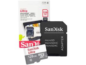 Cartão de Memória 128GB Micro SD SanDisk 10 - com Adaptador SD Ultra