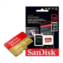 Cartão de Memória 128GB SanDisk Extreme Micro SDXC 4k UHSI U3 A2 Com Adaptador Cartão de Memória 128GB SanDisk Extreme Micro SDXC 4k UHSI U3 A2 Com Adaptador