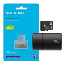 Cartão de Memória 16GB Multilaser 2x1 com Adaptador USB