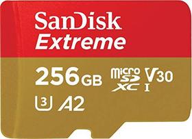 Cartão de memória 256GB Extreme SanDisk - Até 160MB/s, C10, U3, V30, 4K, A2, Micro SD