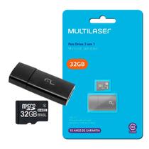 Cartão de Memória 32GB Multilaser 2x1 com Adaptador USB