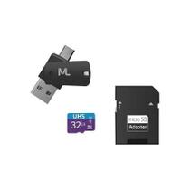 Cartao de Memoria 4X1 ULTRA HIGH Speed ATE 80 MB/S UHS1 32GB +adaptador SD USB Dual MC151 Classe 10