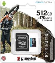 Cartão de Memória 512gb Micro Sd Canvas GO Plus 170mbs A2 Kingston