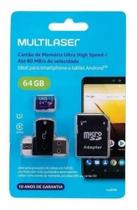 Cartão De Memória 64Gb 4x1 Micro Sd Multilaser MC152