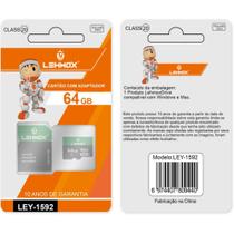 Cartão de Memoria 64GB - Adaptador Drive 10 Anos de Garantia LEHMOX - LEY-1592