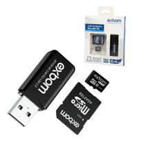 Cartão de Memória 64GB Micro SD Adaptador e Pen Drive Exbom