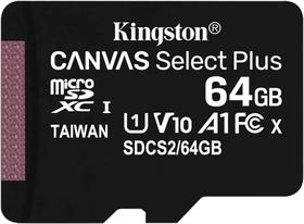 Cartão de Memória 64gb Micro Sd Canvas Select Plus 100mbs A1 Kingston