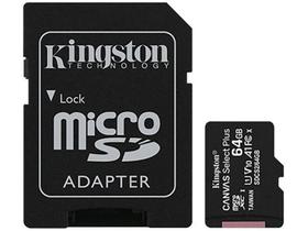Cartão de Memória 64GB Micro SD Kingston 10 com Adaptador SD Canvas Select Plus SDCS2