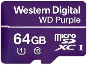 Cartão de Memória 64GB Micro SD Western Digital - Classe 10 Câmera de Segurança WD Purple
